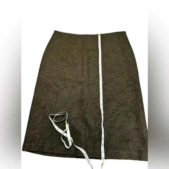 BROOKS BROTHERS Wool Slit Lined Pencil Skirt Size 14 Brown Floral Stitching - Picture 10 of 11